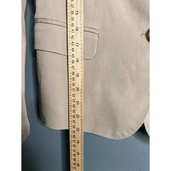 VTG Y2K Banana Republic Women's 6 Tan Two Button Twill Collared Blazer - Picture 5 of 8